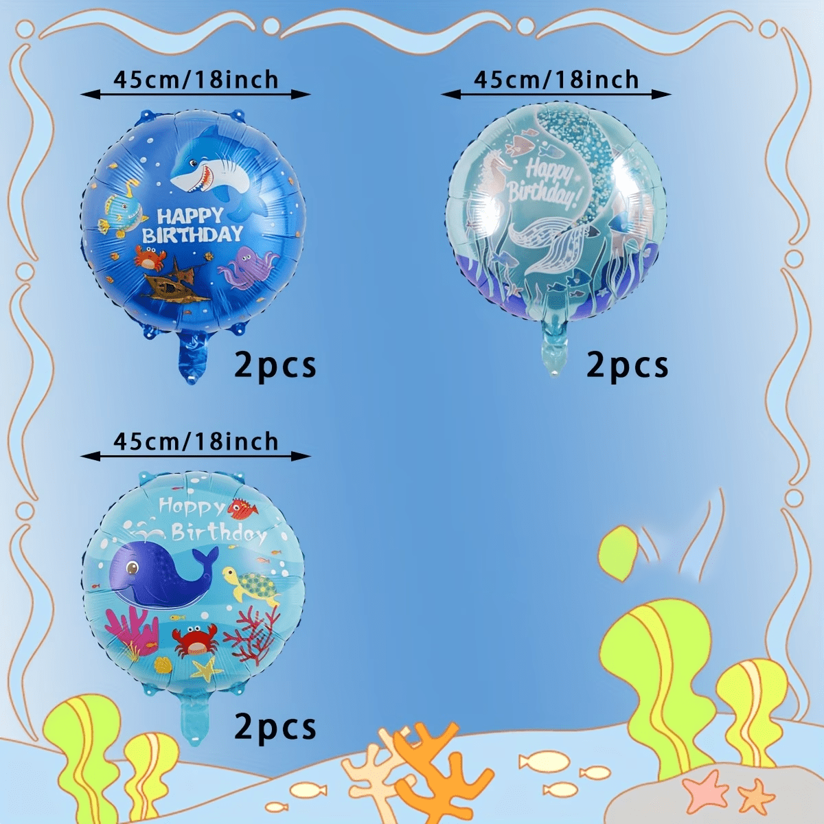 6pcs Ocean Theme Party Balloon - Marine Aquarium Decorations 리뷰 및 가격