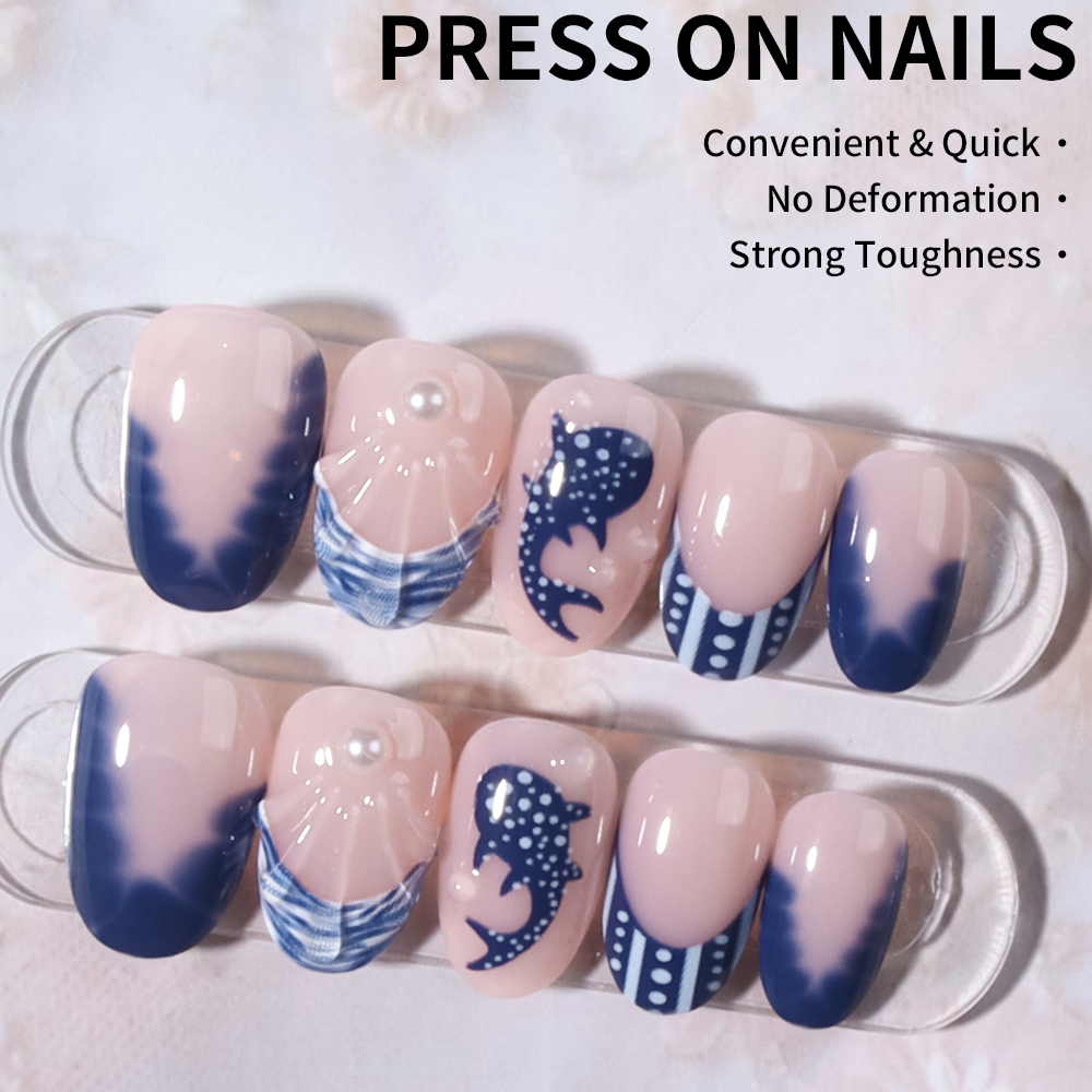 24pcs Almond 3d gel nails Whal - Marine Aquarium Decorations 리뷰 및 가격